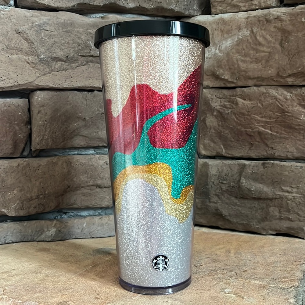 Starbucks 2018 Holiday Collection Sand Flow Glitter Acrylic Cold Tumbler 24 oz